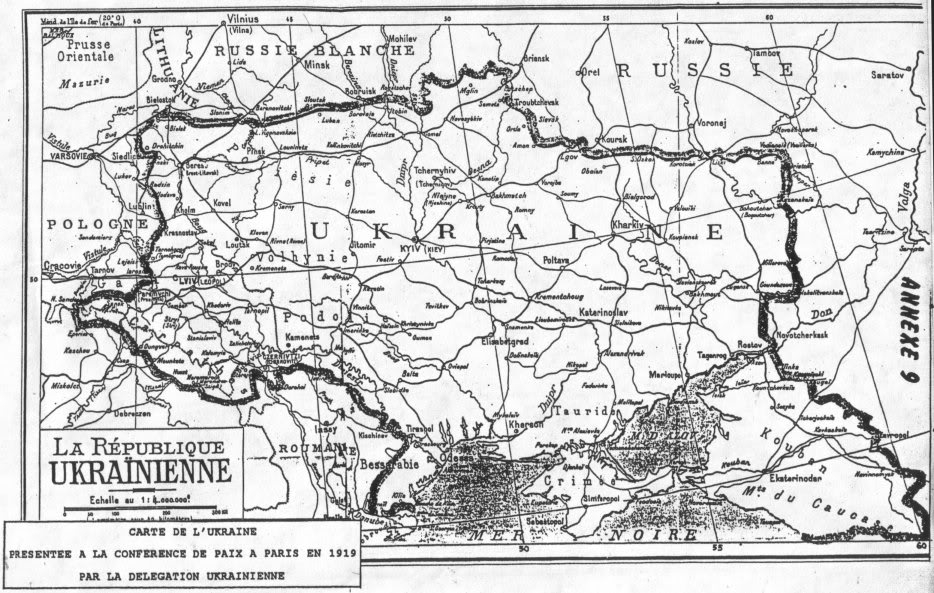 Карта Украины, которой пользовались на Парижской мирной конференции 1919 г.